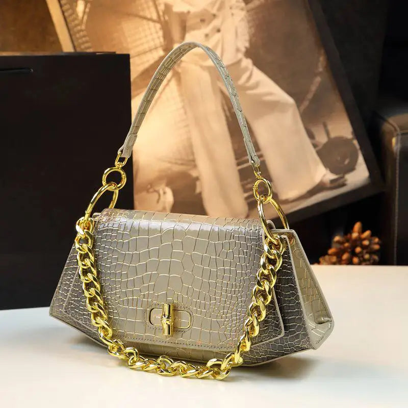 Stone-Pattern Underarm Bag with Rotary Buckle - product photo 6
