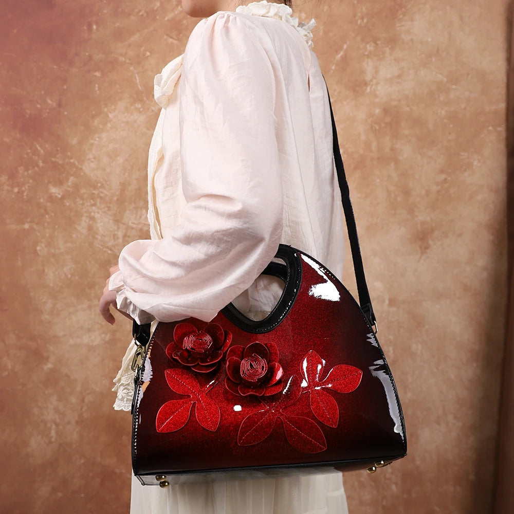 3D Rose Dumpling Bag, Textured PU Crossbody - product photo 5