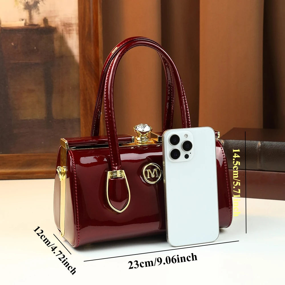 Diamond-Studded Shoulder Bag, Retro PU Crossbody - product photo 3