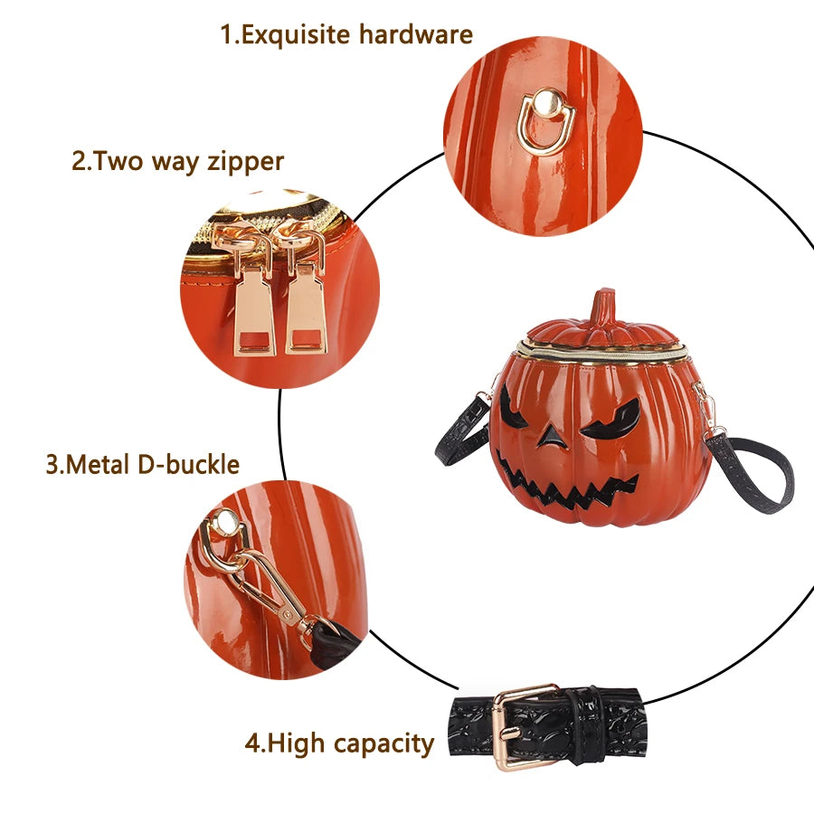 Halloween Print Bag, Gothic Pumpkin Crossbody - product photo 4