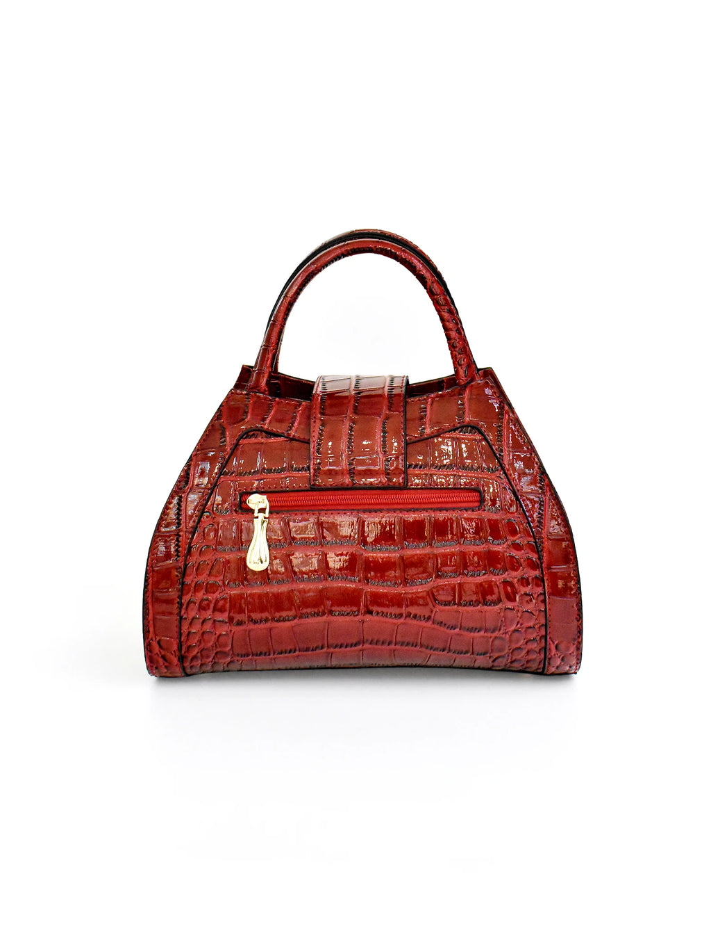 Croc-Embossed Rose Satchel with Gold-Buckle Handle - product photo 2
