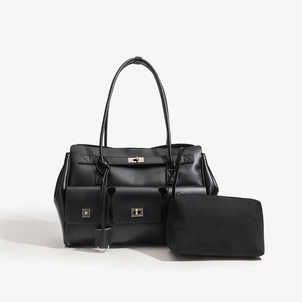 Punk Biker Tote Bag, Multi-Pocket Zip Shoulder Bag - product photo 5