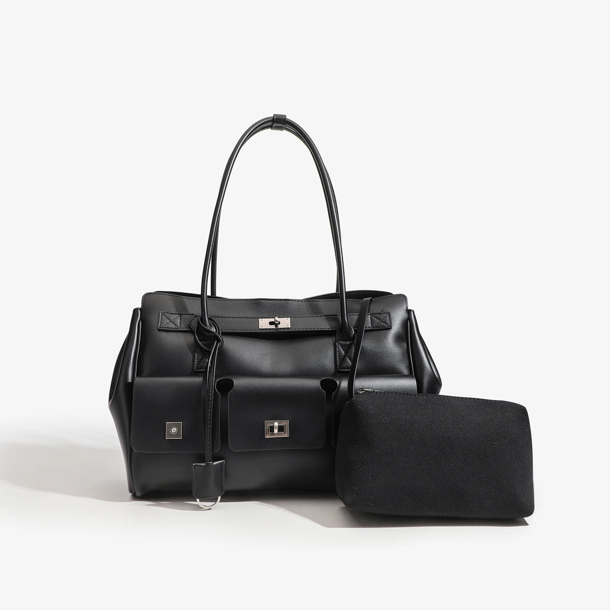 Punk Biker Tote Bag, Multi-Pocket Zip Shoulder Bag - product photo 5