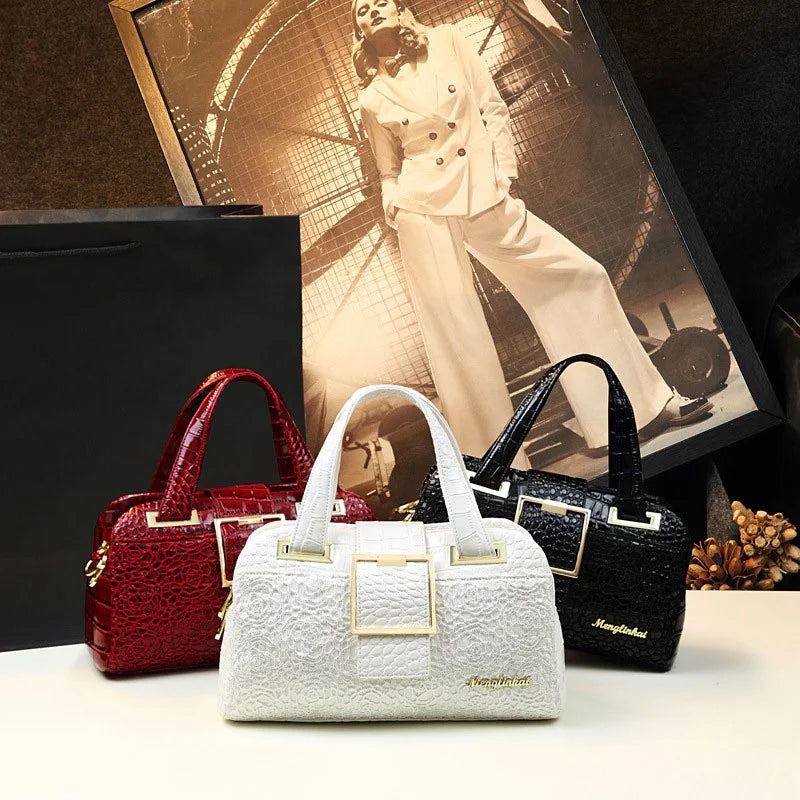 Floral Embroidered Shoulder Handbag, Zip PU Bag - product photo 4